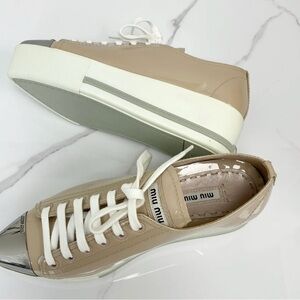 Miu Miu Beige and White Sneakers